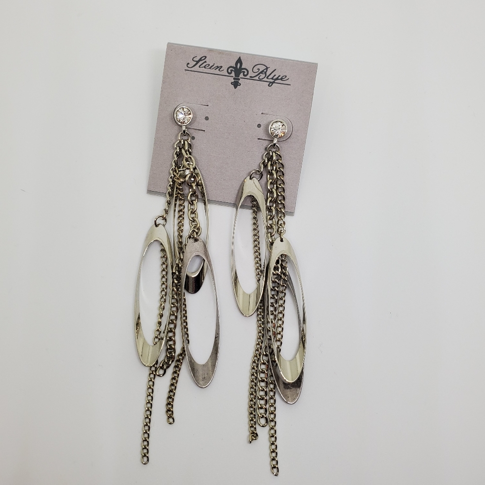 Stein Blye Silver Chain Earrings